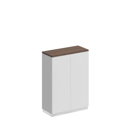 Шкаф для документов средний закрытый дуб гладстоун (столешница, фасад, топ)/ белый премиум (корпус)