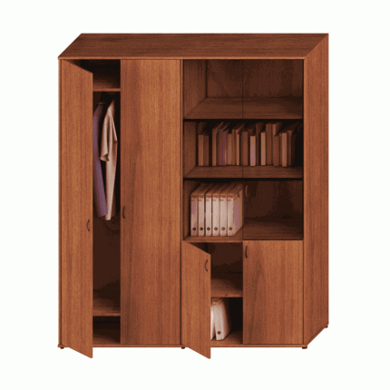 Шкаф комбинированный высокий (одежда + стекло) темный орех