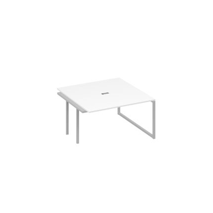 Секция стола для переговоров опоры QUATTRO белый премиум / металлокаркас серый