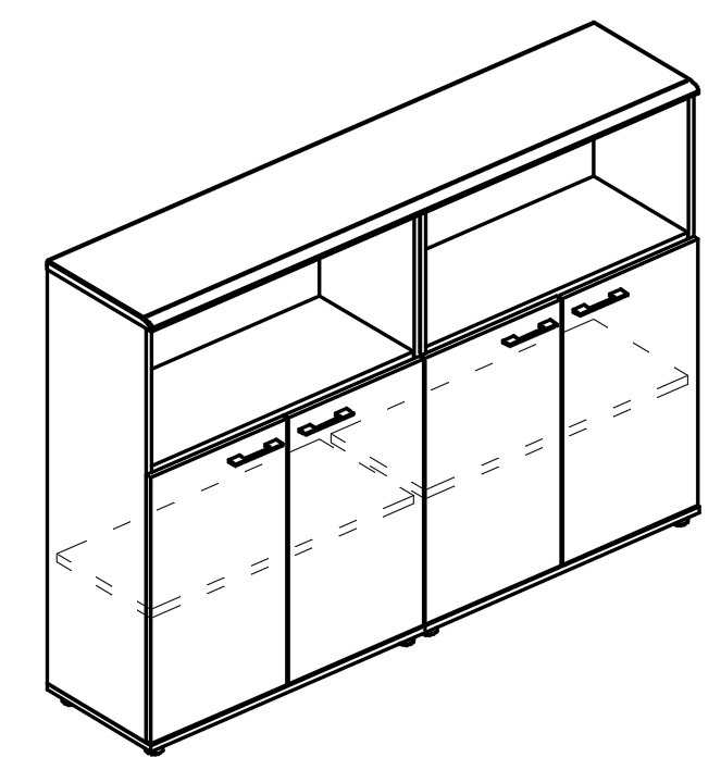 Шкаф средний комбинированный полузакрытый (топ МДФ)