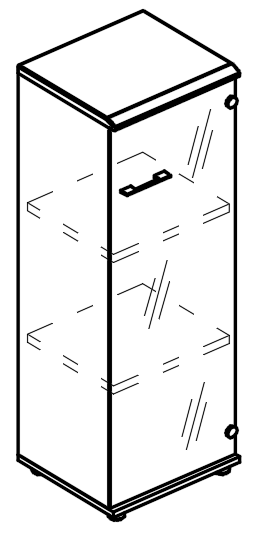 Шкаф средний узкий со стеклянной прозрачной дверью (топ МДФ)