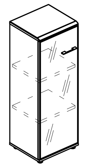 Шкаф средний узкий со стеклянной дверью в алюминиевой рамке левый (топ МДФ)