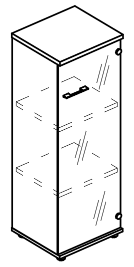 Шкаф средний узкий со стеклянной прозрачной дверью (топ ДСП)