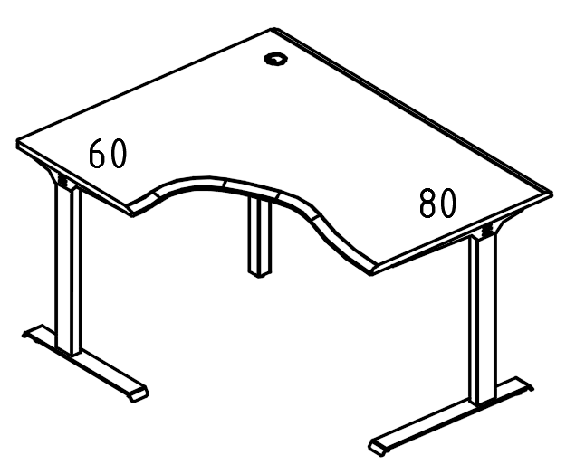 Стол эргономичный на металлокаркасе МL (2 скоса) левый