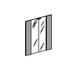 Пара распашных стекл. прозрачных дверок с боковиной в коже, ручкой из полированного алюминия для книжных шкафов VPLB-VP/Кожа ардезия. /PTVT120/90