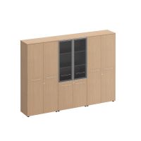 Шкаф комбинированный высокий (закрытый + стекло + одежда) МЕ 376 