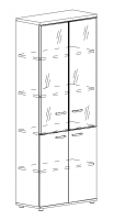 Шкаф для документов со стеклянными дверьми в алюминиевой рамке А4 9380 БП