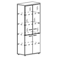 Шкаф для документов со стеклянными дверьми в алюминиевой рамке (задняя стенка ДСП) А4 9390