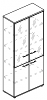Шкаф для документов со стеклянными дверьми в алюминиевой рамке (топ ДСП) МР 9480