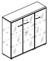 Шкаф средний комбинированный со стеклянными дверьми в алюминиевой рамке (топ МДФ) МР 9390