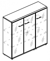  Шкаф средний комбинированный со стеклянными дверьми в алюминиевой рамке (топ ДСП) МР 9490