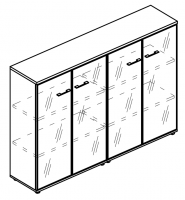 Шкаф средний комбинированный со стеклянными дверьми в алюминиевой рамке  (топ ДСП) МР 9493