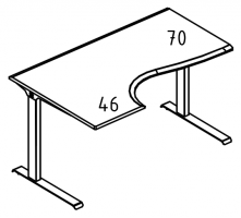 Стол эргономичный 'Классика' на металлокаркасе МL (2 скоса) левый МР А2 041.01