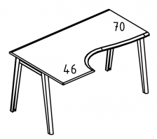 Стол эргономичный 'Классика' на металлокаркасе МТ (2 скоса) левый МР Б1Б 043.01