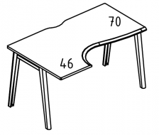 Стол эргономичный 'Классика' на металлокаркасе МТ (1 скос) левый МР Б1Б 043.02