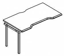 Секция стола рабочей станции 'Симметрия' на металлокаркасе МТ (1 скос) МР Б1 024.04-1