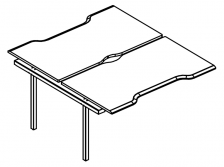 Секция стола рабочей станции 'Симметрия' на металлокаркасе МТ (1 скос) (2х120)  МР Б1 176.04-1