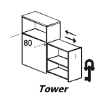 Шкаф для документов персональный Tower с замком, правый F8685