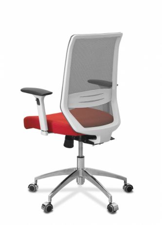 Кресло Aero lux (белый каркас) сетка/ткань TW / серая/красная