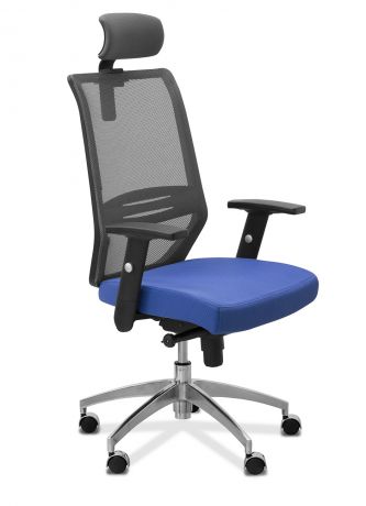 Кресло Aero с подголовником сетка/ткань TW / черная/ синяя