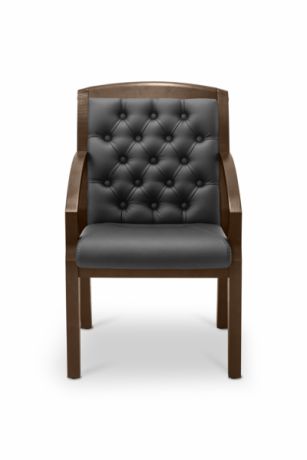 Кресло посетителя Граф с утяжкой черная CN1114/дерево - тёмный орех аида