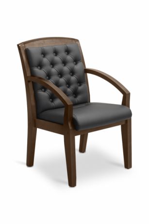 Кресло посетителя Граф с утяжкой черная CN1114/дерево - тёмный орех аида
