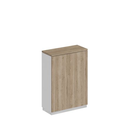 Шкаф для документов средний закрытый дуб гладстоун светлый (столешница, фасад, топ) / белый премиум (корпус)