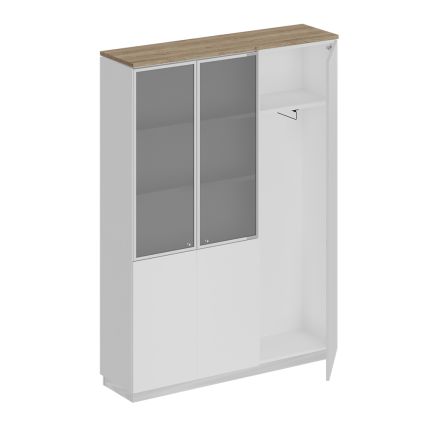 Шкаф комбинированный с гардеробом дуб гладстоун светлый / белый премиум / белый премиум