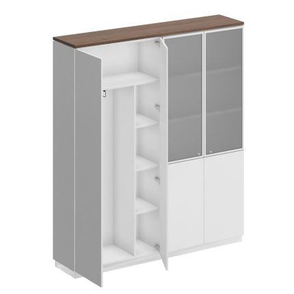 Шкаф комбинированный гардероб с полками дуб гладстоун / белый премиум / белый премиум