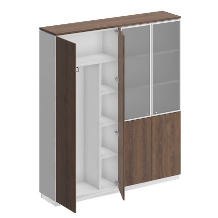 Шкаф комбинированный гардероб с полками дуб гладстоун / белый премиум / дуб гладстоун