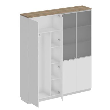 Шкаф комбинированный гардероб с полками дуб гладстоун светлый / белый премиум / белый премиум