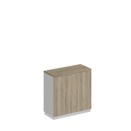 Шкаф для документов закрытый низкий дуб гладстоун светлый (столешница, фасад, топ) / белый премиум (корпус)