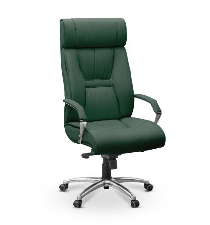 Кресло Олимп X с хромом натуральная кожа с компаньоном / зеленая NL30