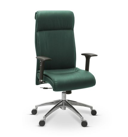 Кресло Dark подлокотники 3D натуральная кожа с компаньоном / зеленая NL30