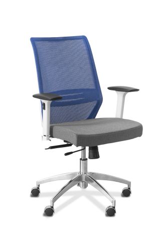 Кресло Aero lux (белый каркас) сетка/ткань / синяя YM/серая Bahama