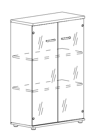 Шкаф средний со стеклом серый