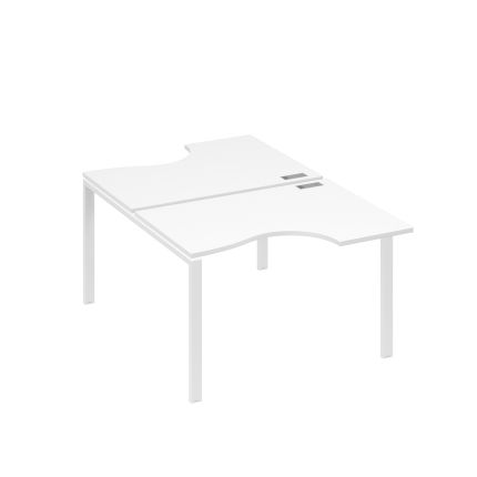 Рабочая станция столы (2х120) эргономичные "Классика" опоры UNO белый премиум / металлокаркас белый