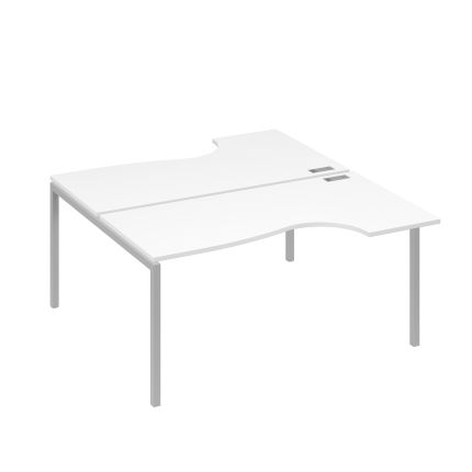 Рабочая станция DUE (2х160) столы эргономичные Классика белый премиум / металлокаркас серый