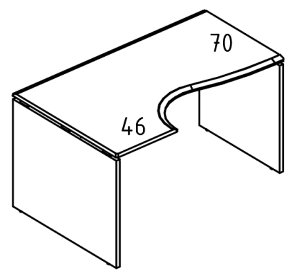 Стол эргономичный "Классика" на каркасе ДСП (2 скоса) левый вяз либерти / вяз либерти