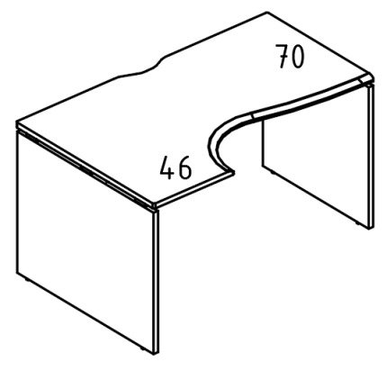 Стол эргономичный "Классика" на каркасе ДСП (1 скос) левый вяз либерти / вяз либерти
