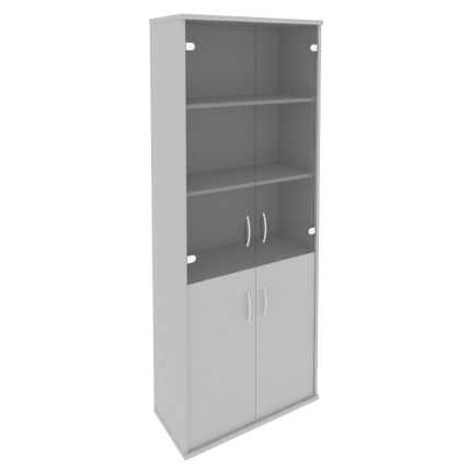 Шкаф высокий комбинированный серый
