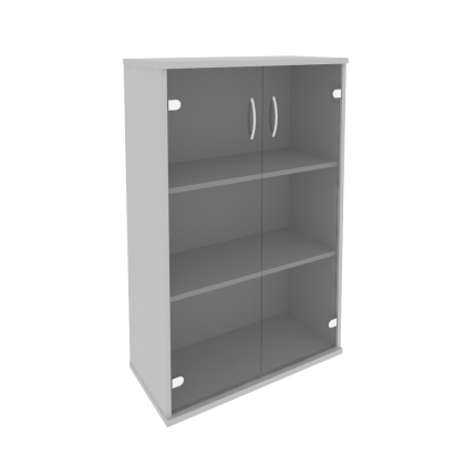 Шкаф средний широкий со стеклом серый