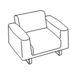 Кресло с 2-мя подлокотниками натуральная кожа / P01/096