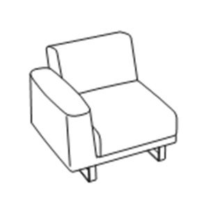Кресло  с правым подлокотником ткань / B01/011