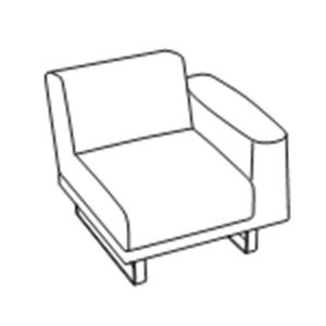 Кресло одноместное с 1-м левым подлокотником ткань / B01/013