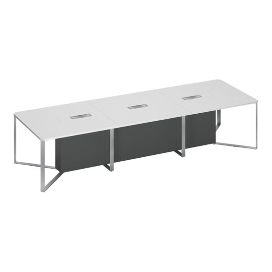 Стол для переговоров составной 3-секционный белый премиум / белый премиум / антрацит премиум