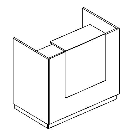 Ресепшен прямая стойка (полка высокая) с подсветкой дуб шамони / мокко премиум / белый премиум