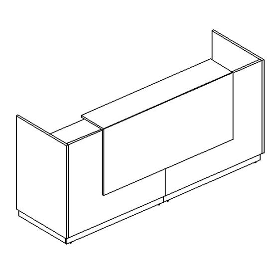 Ресепшен стойка прямая с подсветкой (полка высокая) дуб шамони / дуб шамони / дуб шамони