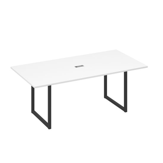 Стол 200 с металлокаркасом QUATTRO для переговоров белый премиум / металлокаркас антрацит